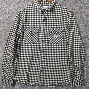 Denim & Supply Ralph Lauren Mens Large Plaid Flannel Button-Up Black Cream